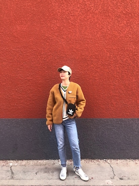 「STYLE」｜「アイテム（ノーカラージャケット）」を使った、大米放点盐さん（レディース・168cm）の春コーディネート