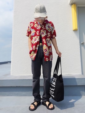 「KIJIMA TAKAYUKI（キジマ　タカユキ）のKIJIMA TAKAYUKI ペーパークロスベースボールキャップ（キャップ）」を使った、ltdさん（メンズ・165cm）の夏コーディネート