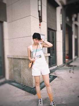 「アイテム（サロペット/オーバーオール）」を使った、krysmanさん（レディース・175cm・20代）の夏コーディネート