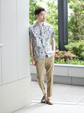 「アイテム（スリッポン）」を使った、松木さん（メンズ・181cm）の春コーディネート