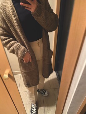 「LAULEN（ローレン）のアイテム（スラックス）」を使った、haさん（レディース・161cm）の秋コーディネート