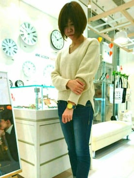 「M.deux（エムドゥ）のアイテム（デニムパンツ）」を使った、NORDICFeeling名古屋店スタッフさん（メンズ・174cm）の冬コーディネート