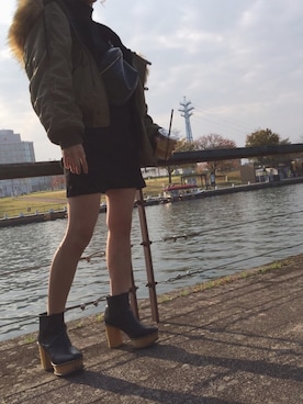「N2B」｜「アイテム（ブルゾン）」を使った、はなびさん（レディース・157cm）の秋コーディネート