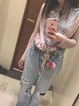 「usedのアイテム（デニムパンツ、ブルー系）」を使った、osugiさん（レディース・156cm）の春コーディネート