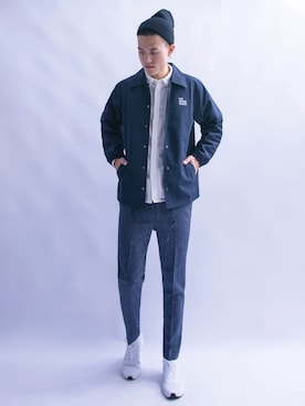 「TOPMAN（トップマン）のアイテム（その他パンツ）」を使った、Zwei Wangさん（メンズ・179cm）の秋コーディネート