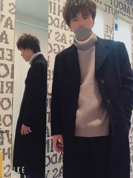 「NANO universe（ナノユニバース）のアイテム（チェスターコート）」を使った、yu-yaさん（メンズ・177cm）の冬コーディネート