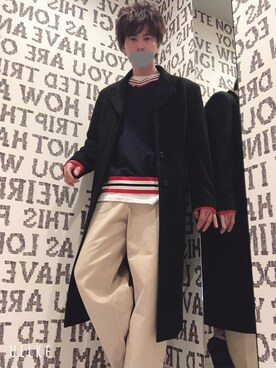 「NANO universe（ナノユニバース）のアイテム（チェスターコート）」を使った、yu-yaさん（メンズ・177cm）の冬コーディネート