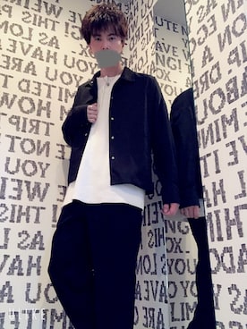 「INTER FACTORY（インターファクトリー）のアイテム（ノーカラージャケット）」を使った、yu-yaさん（メンズ・177cm）の冬コーディネート