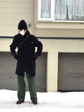 「Engineered Garments WORKADAY（エンジニアードガーメンツ ワーカデイ）のアイテム（パンツ）」を使った、UTさん（メンズ・185cm）の冬コーディネート