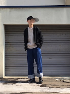 「AURALEE（オーラリー）のアイテム（カーディガン/ボレロ）」を使った、UTさん（メンズ・186cm）の春コーディネート