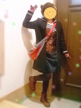 「no brand（ノーブランド）のアイテム（ハンチング/ベレー帽、ベージュ系）」を使った、はねはねさん（レディース・162cm）の冬コーディネート