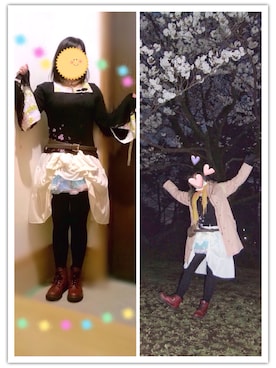 「gouk雅のアイテム（Tシャツ/カットソー、ブラック系）」を使った、はねはねさん（レディース・162cm）の春コーディネート