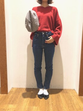 「SEVENDAYS=SUNDAY（セブンデイズサンデイ）のアイテム（ハンチング/ベレー帽）」を使った、あいりんさん（レディース・158cm）の冬コーディネート