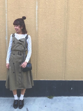 「コーディネート」｜「アイテム（サロペット/オーバーオール）」を使った、あいりんさん（レディース・158cm）の春コーディネート