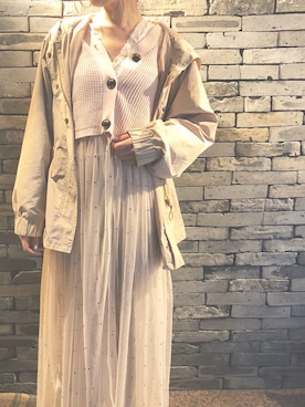「コーディネート」｜「アイテム（モッズコート）」を使った、あいりんさん（レディース・158cm）の春コーディネート
