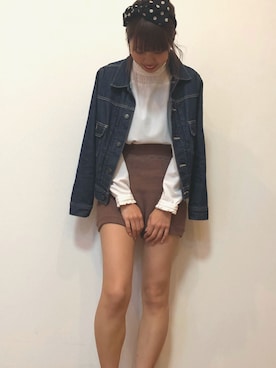 「コーディネート」｜「アイテム（デニムジャケット）」を使った、あいりんさん（レディース・158cm）の春コーディネート
