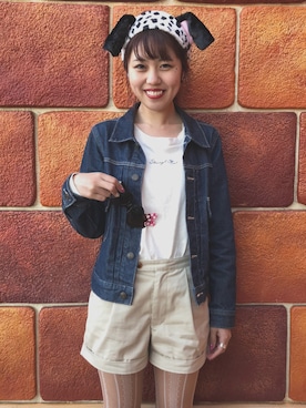 「コーディネート」｜「アイテム（デニムジャケット）」を使った、あいりんさん（レディース・158cm）の春コーディネート