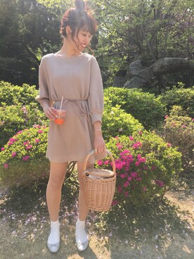「コーディネート」｜「アイテム（バレエシューズ）」を使った、あいりんさん（レディース・158cm）の春コーディネート
