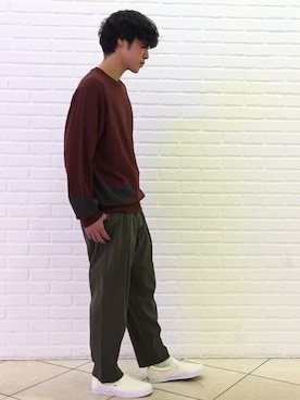 「unfil」｜「アイテム（スリッポン）」を使った、HASHIMOTOさん（メンズ・175cm）の冬コーディネート