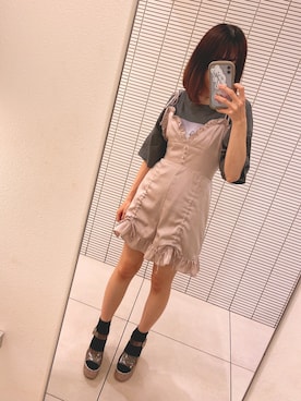 「lilLilly（リルリリー）のアイテム（オールインワン・サロペット）」を使った、mokeさん（レディース・155cm）の夏コーディネート