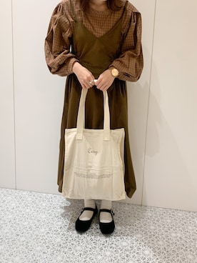 「チェック柄に恋してる」｜「アイテム（アナログ腕時計）」を使った、Rayさん（レディース・159cm）の秋コーディネート