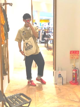 「BEN DAVIS（ベンデイビス）のアイテム（トートバッグ）」を使った、けんぴーさん（メンズ・177cm）の春コーディネート