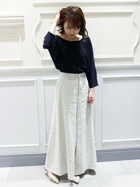 「ネイビー×ホワイト」｜「アイテム（サンダル）」を使った、Mayuさん（レディース・159cm）の春コーディネート