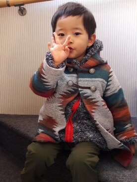 「MARKEY'S（マーキーズ）のアイテム（Outerwear、その他）」を使った、TakeMarinさん（キッズ・100cm）の冬コーディネート
