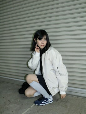 「Simplicite（サンプリシテ）のアイテム（ブルゾン）」を使った、池田 愛(Ikeda Ai)さん（レディース・160cm）の冬コーディネート
