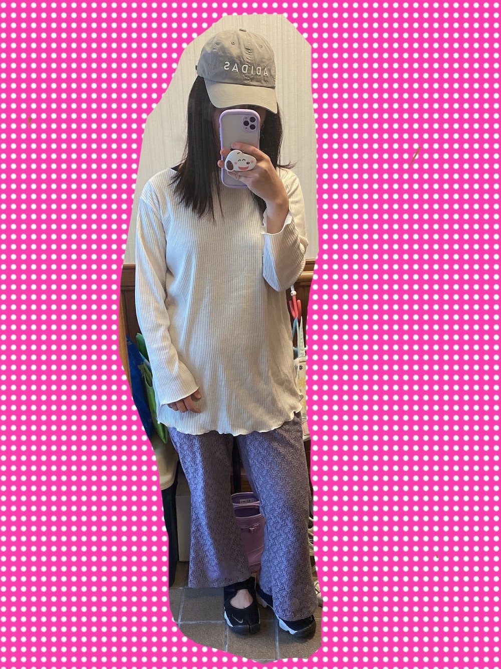 「しまむら、しまむらコーデ、プチプラのあや、terawearemu、tera活、レースパンツ、キャップ グレー、adidas、エアリフト、公園スタイル」｜「しまむらのアイテム（トップス、ホワイト系）」を使った、yuuuuukaaaaaさん（レディース・162cm）の春コーディネートの1枚目の写真