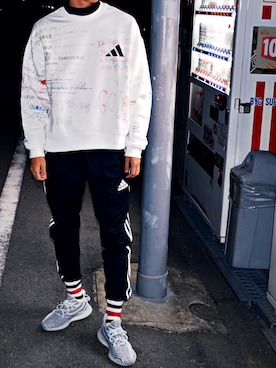 「Yeezy（イージー）のアイテム（スウェット）」を使った、newたろうさん（メンズ・173cm）の春コーディネート