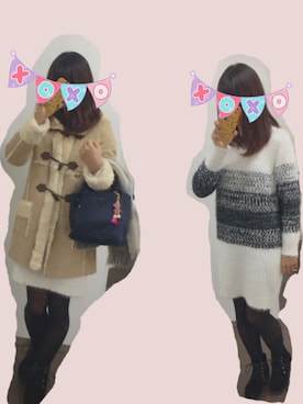 「SNIDEL（スナイデル）のアイテム（ダッフルコート）」を使った、miiüさん（レディース・164cm）の冬コーディネート