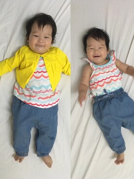 「Carter's（カーターズ）のアイテム（ジャケット/アウター）」を使った、reyさん（キッズ・70cm）の夏コーディネート