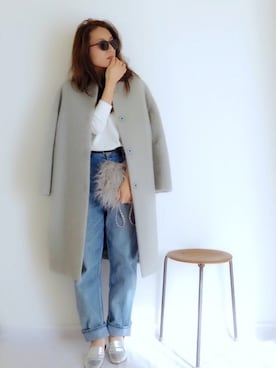 「ウエストイン」｜「アイテム（その他アウター）」を使った、minimalist_aponさん（レディース・152cm）の冬コーディネート