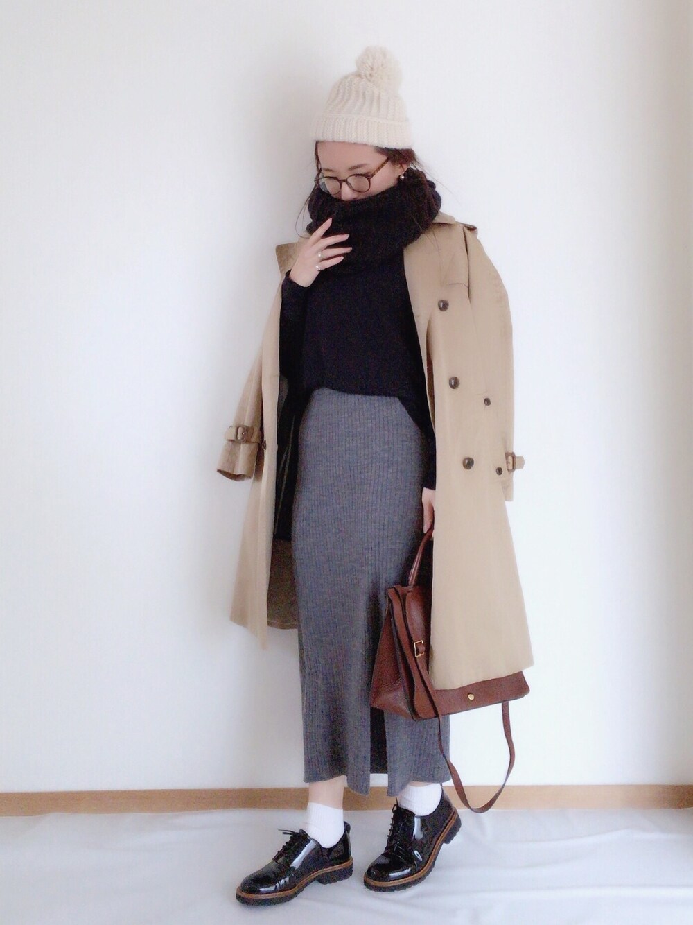 minimalist_aponさんの「WOMEN メリノブレンドリブスカート（UNIQLO）」を使ったコーディネート