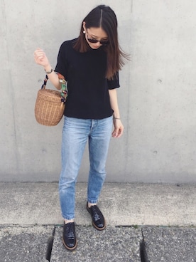 「ALLUMER（アリュメール）のアイテム（Tシャツ/カットソー）」を使った、minimalist_aponさん（レディース・152cm）の春コーディネート