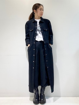若者の大愛商品 着用2回⭐︎ALLSAINT コーティングデニムシャツドレス ワンピース