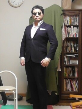 「Lands' End（ランズエンド）のアイテム（テーラードジャケット）」を使った、加藤智雅さん（メンズ・172cm）の春コーディネート