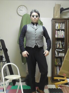 「Lands' End（ランズエンド）のアイテム（パンツ）」を使った、加藤智雅さん（メンズ・172cm）の春コーディネート