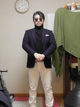 「Lands' End（ランズエンド）のアイテム（テーラードジャケット）」を使った、加藤智雅さん（メンズ・172cm）の夏コーディネート