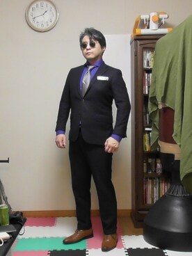「Lands' End（ランズエンド）のアイテム（テーラードジャケット）」を使った、加藤智雅さん（メンズ・172cm）の秋コーディネート