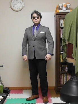 「Lands' End（ランズエンド）のアイテム（パンツ）」を使った、加藤智雅さん（メンズ・172cm）の秋コーディネート