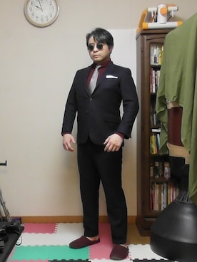 「Lands' End（ランズエンド）のアイテム（テーラードジャケット）」を使った、加藤智雅さん（メンズ・172cm）の秋コーディネート
