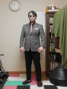 「Lands' End（ランズエンド）のアイテム（パンツ）」を使った、加藤智雅さん（メンズ・172cm）の秋コーディネート