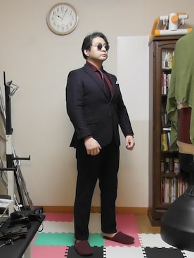 「Lands' End（ランズエンド）のアイテム（テーラードジャケット）」を使った、加藤智雅さん（メンズ・172cm）の秋コーディネート