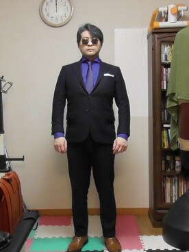 「Lands' End（ランズエンド）のアイテム（テーラードジャケット）」を使った、加藤智雅さん（メンズ・172cm）の秋コーディネート