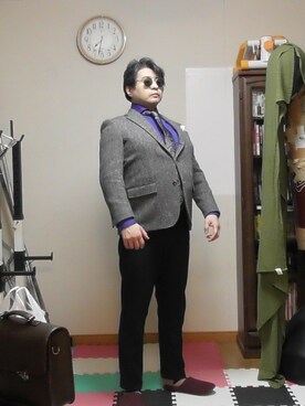 「Lands' End（ランズエンド）のアイテム（パンツ）」を使った、加藤智雅さん（メンズ・172cm）の秋コーディネート