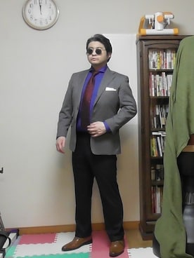 「Lands' End（ランズエンド）のアイテム（パンツ）」を使った、加藤智雅さん（メンズ・172cm）の秋コーディネート