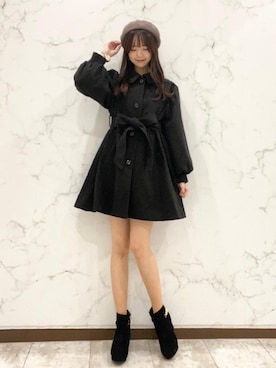 「フレンチガーリー」｜「アイテム（ステンカラーコート）」を使った、みほさん（レディース・166cm）の秋コーディネート