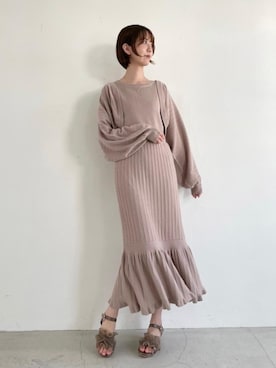 「透かし柄」｜みほさん（レディース・166cm）の春コーディネート